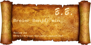 Breier Benjámin névjegykártya